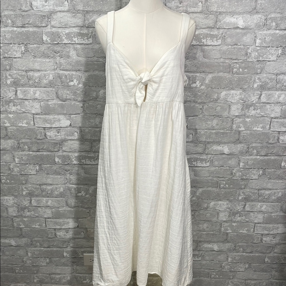 FRNCH White Front Tie Sundress Midi